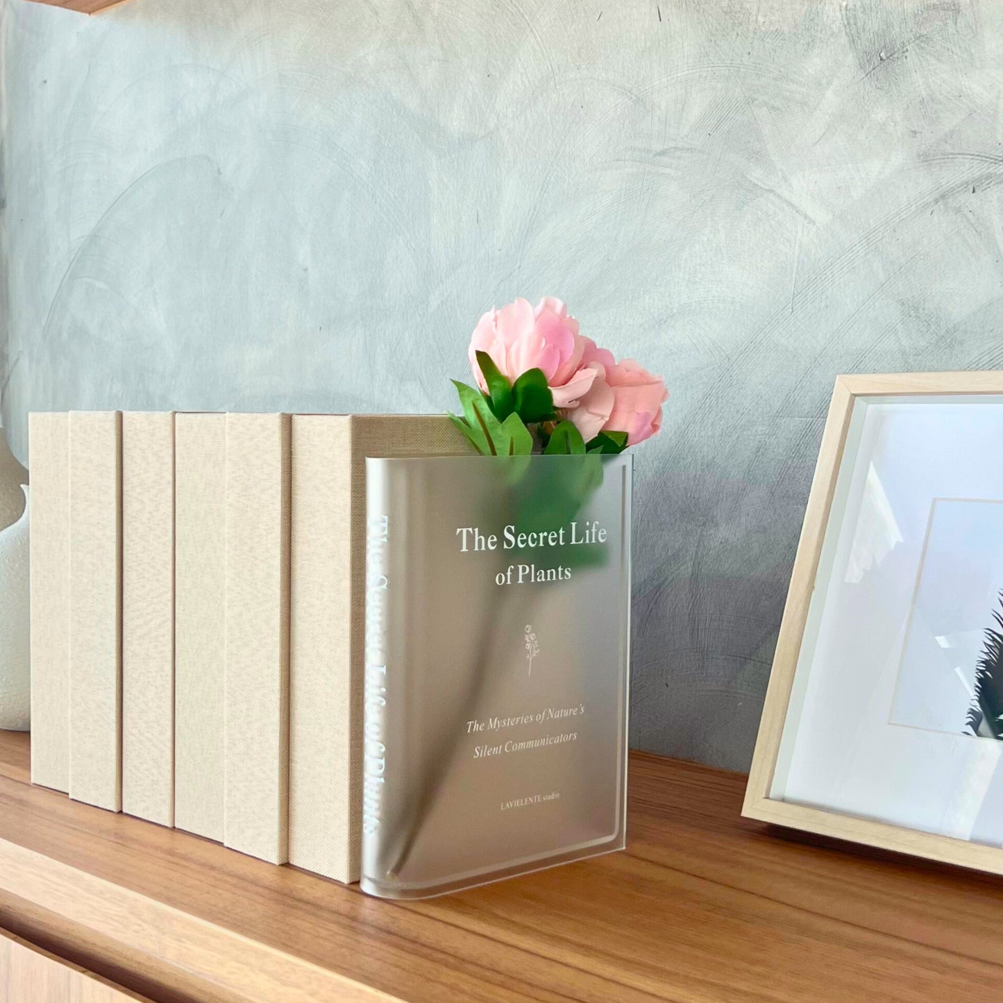 The Secret Life of Plants Book Vase Acrylic Nordic Minimalist Home Decor for Book & Flower Lovers