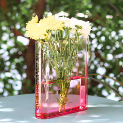 Transparent Fade Color The Language of Flowers Acrylic Book Vase | Unique Home Decor for Book & Flower Lovers