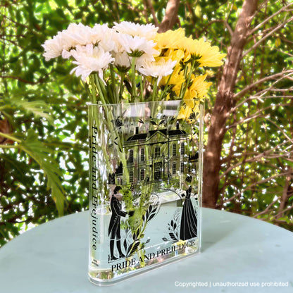 Pride and Prejudice Acrylic Book Vase Elegant Home Décor & Gifts for Book Lovers