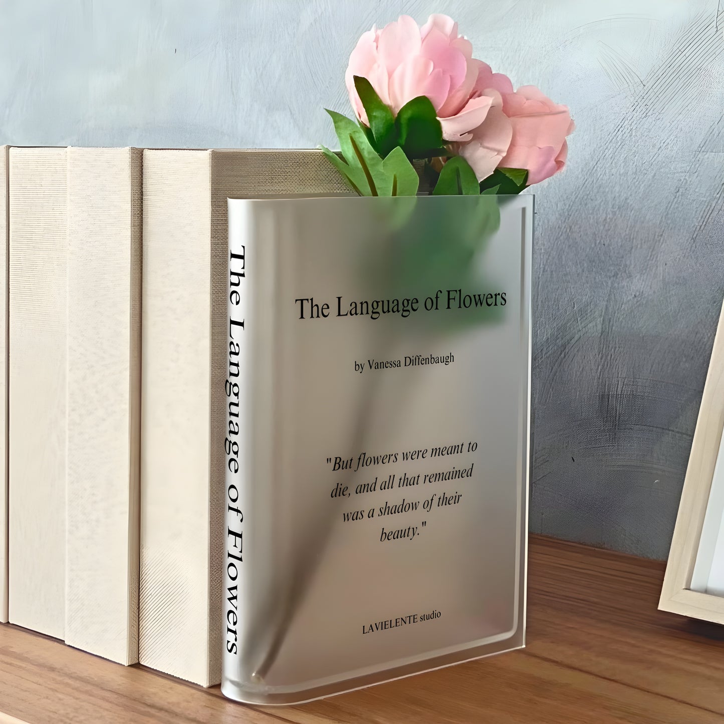 The Language of Flowers Acrylic Book Vase Unique Home Decor for Book & Flower Lovers