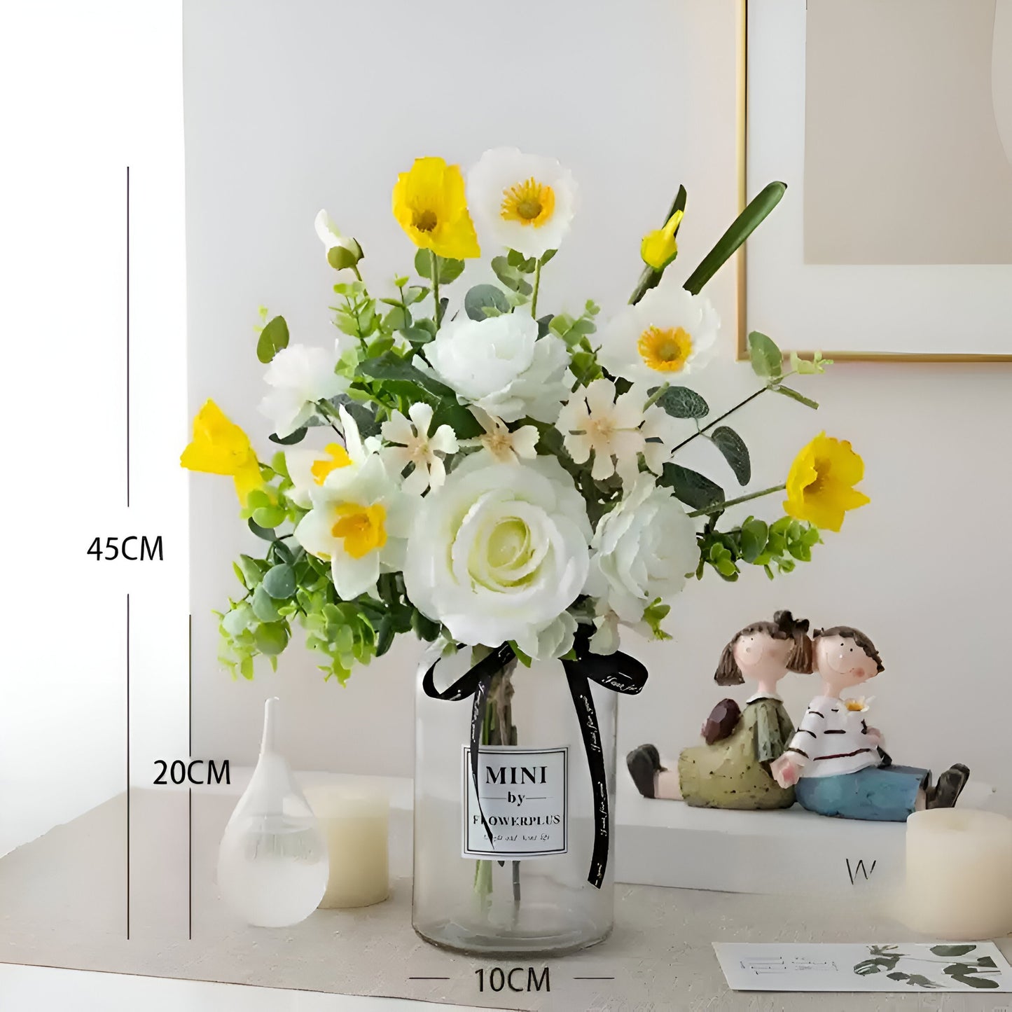 Yellow & White Nordic Flux Flower Inspired Floral Arrangement for Elegant Home Decor