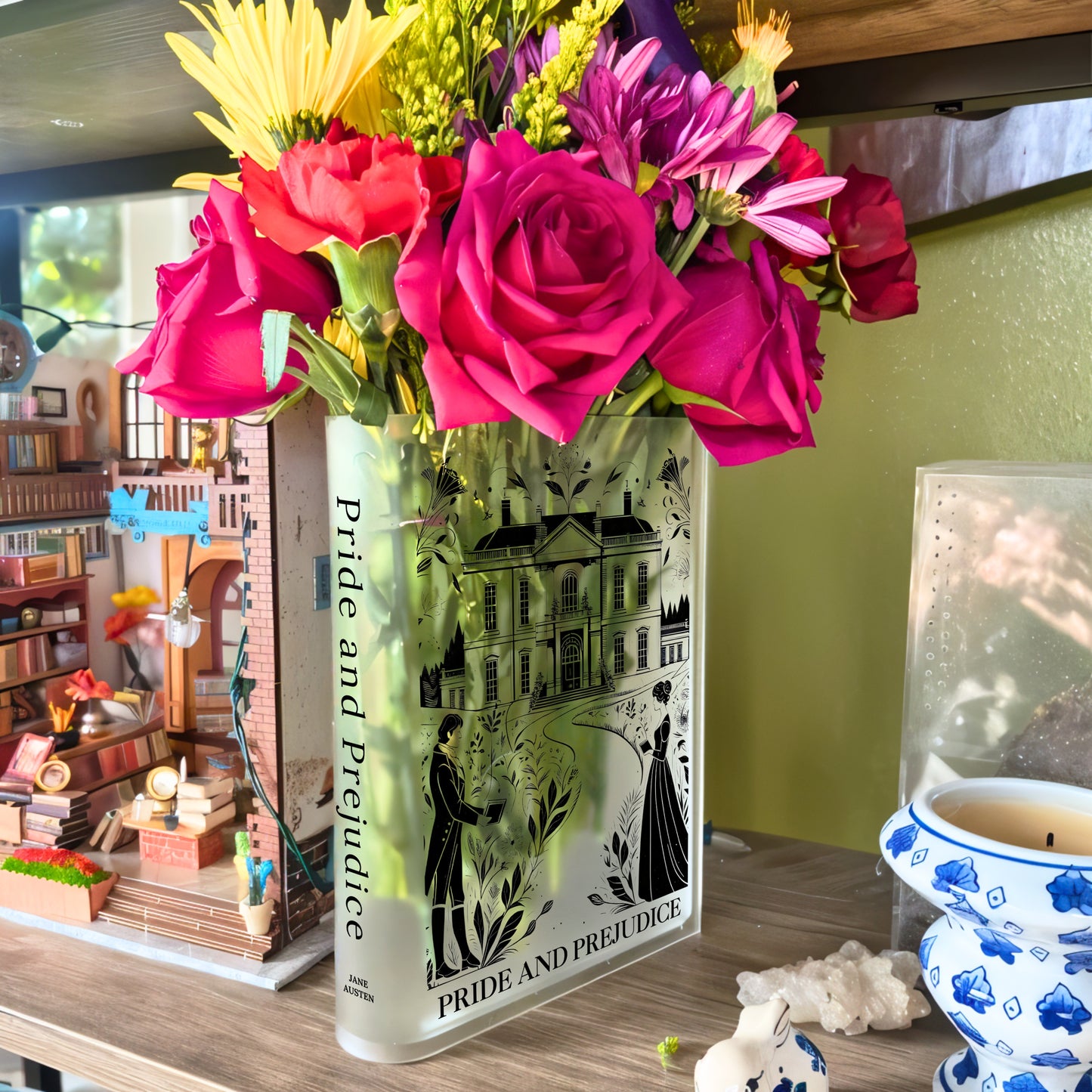 Pride and Prejudice Acrylic Book Vase Home Décor Gifts for Book Lovers