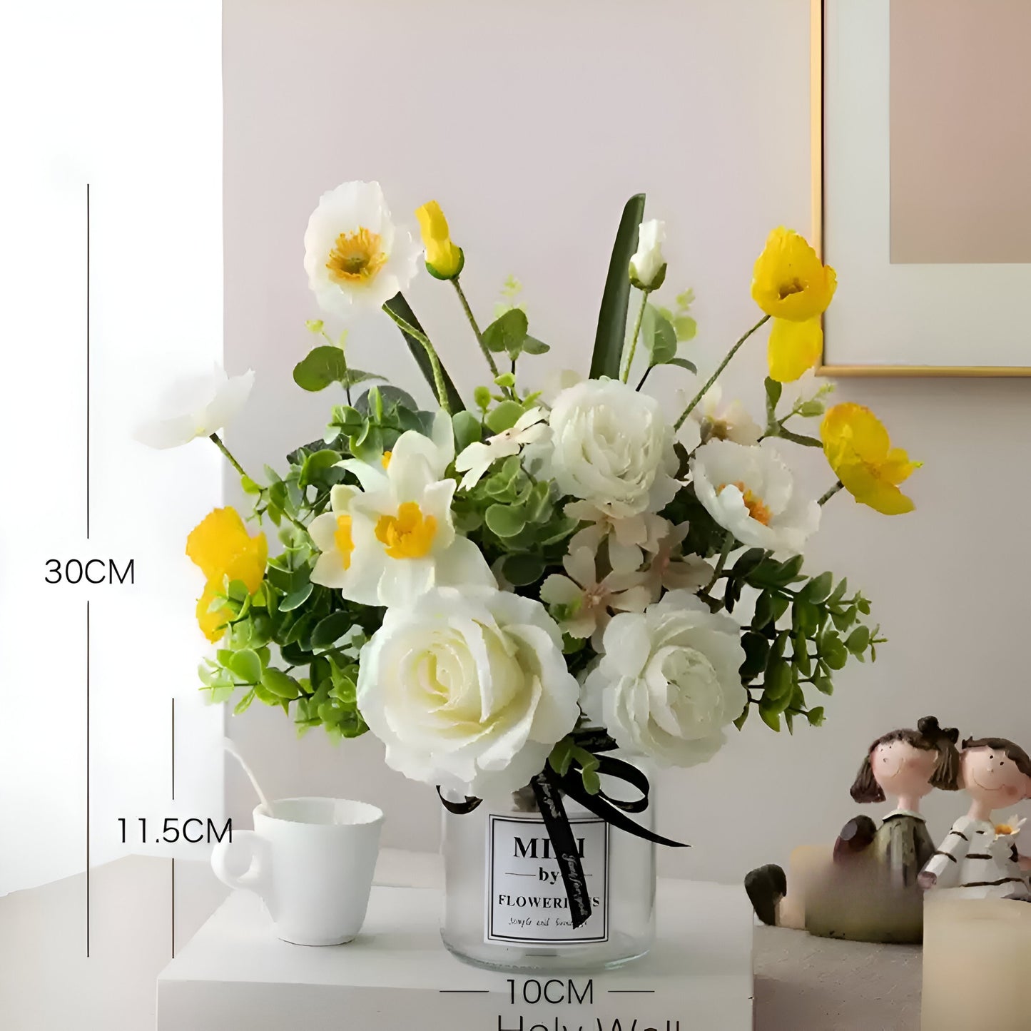 Yellow & White Nordic Flux Flower Inspired Floral Arrangement for Elegant Home Decor