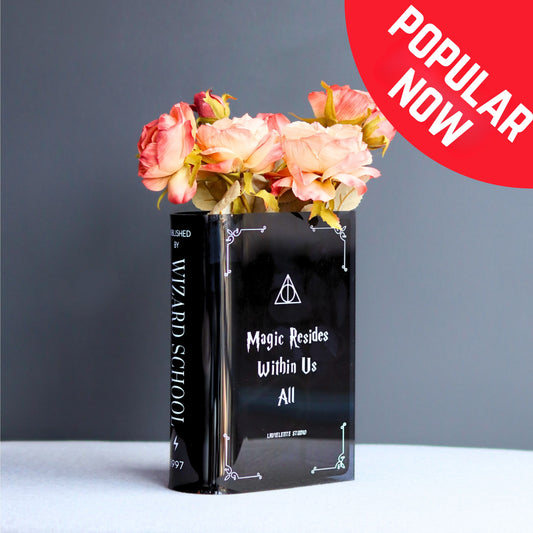 Hogwarts-inspired Acrylic Book Vase for Flower Lovers and Potterhead Fan Gift Magic-inscribed Home Decor