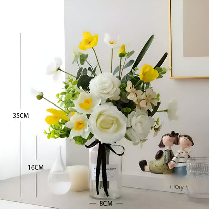 Yellow & White Nordic Flux Flower Inspired Floral Arrangement for Elegant Home Decor