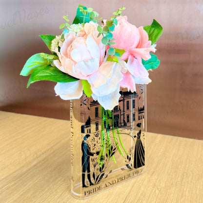 Pride and Prejudice Acrylic Book Vase Elegant Home Décor & Gifts for Book Lovers