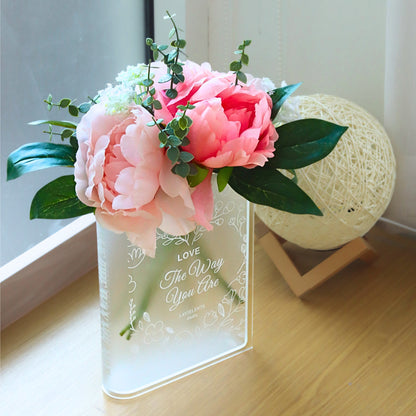 Blooming Acrylic Book Vase Home Decor Gifts for Book Lovers and Readers