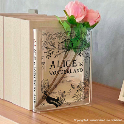 Alice in Wonderland Acrylic Book Vase Whimsical Home Decor & Gifts for Book Lovers