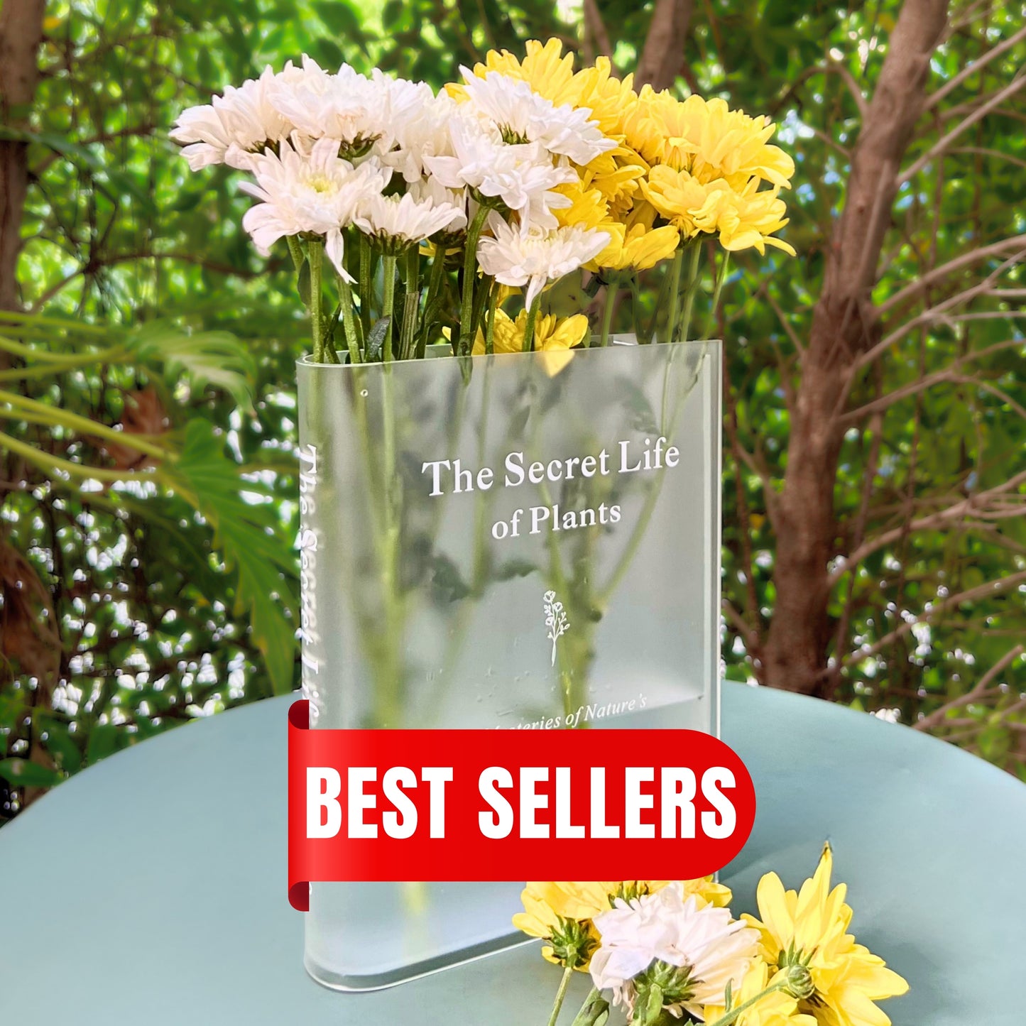 The Secret Life of Plants Book Vase Acrylic Nordic Minimalist Home Decor for Book & Flower Lovers