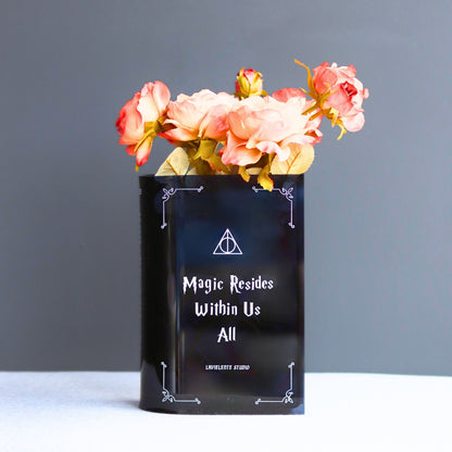 Hogwarts-inspired Acrylic Book Vase for Flower Lovers and Potterhead Fan Gift Magic-inscribed Home Decor