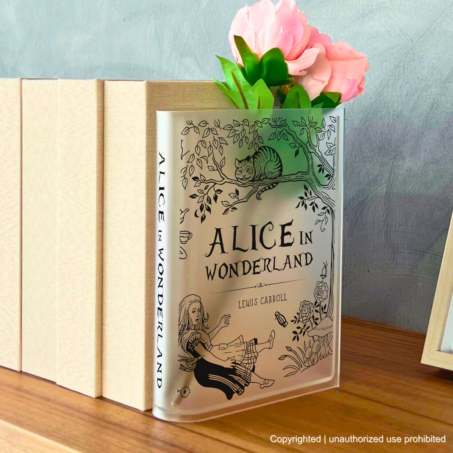 Alice in Wonderland Acrylic Book Vase Whimsical Home Decor & Gifts for Book Lovers