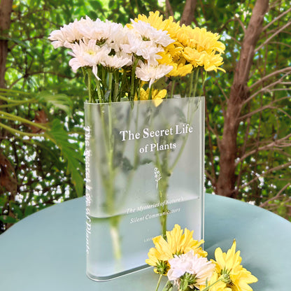 The Secret Life of Plants Book Vase Acrylic Nordic Minimalist Home Decor for Book & Flower Lovers