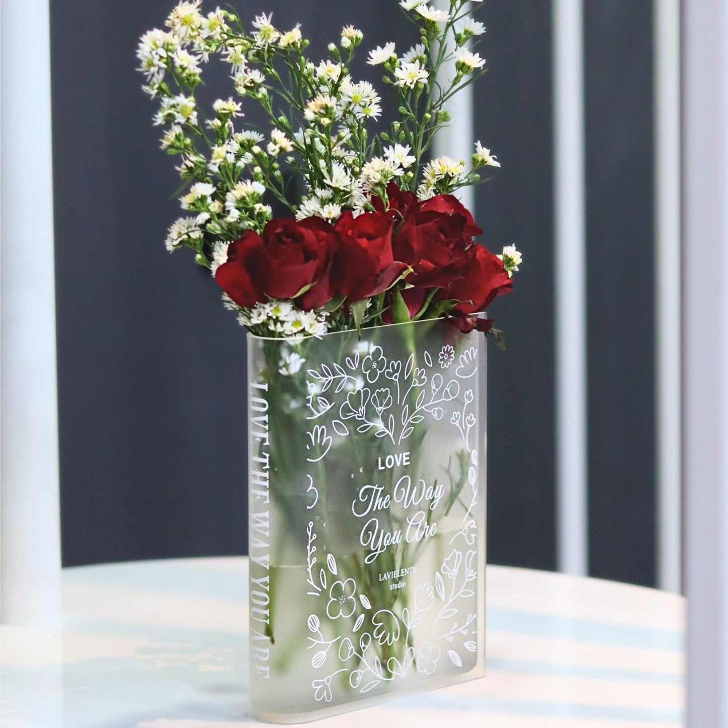 Blooming Acrylic Book Vase Home Decor Gifts for Book Lovers and Readers