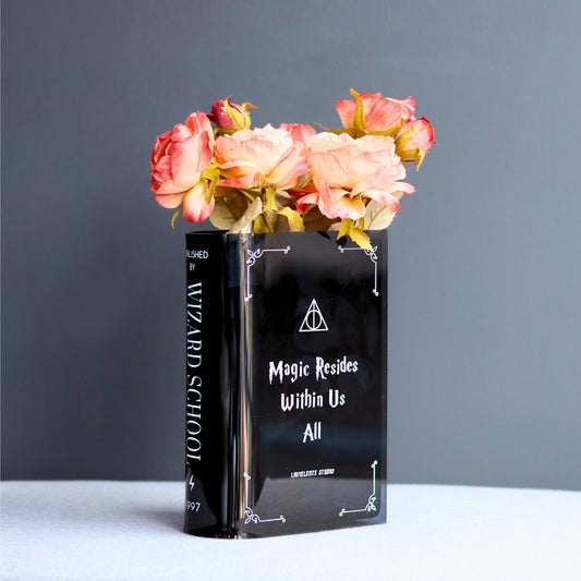 Hogwarts-Inspired Acrylic Book Vase Magical Home Decor for Potterheads & Flower Lovers