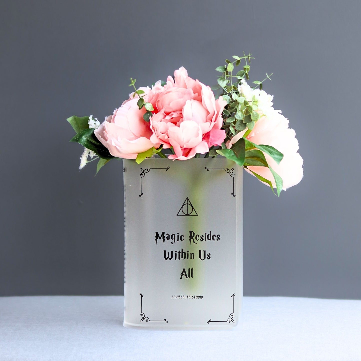 Hogwarts-inspired Acrylic Book Vase for Flower Lovers and Potterhead Fan Gift Magic-inscribed Home Decor