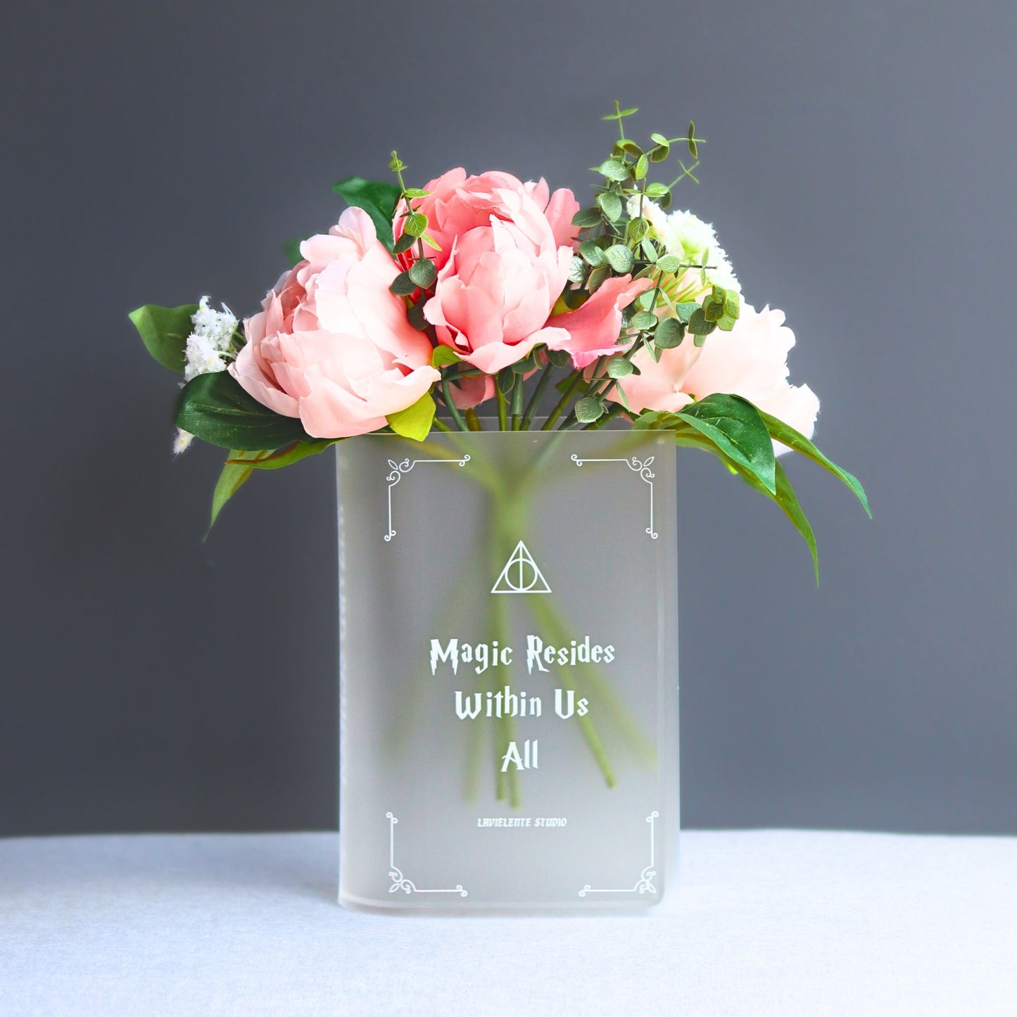 Hogwarts-inspired Acrylic Book Vase for Flower Lovers and Potterhead Fan Gift Magic-inscribed Home Decor