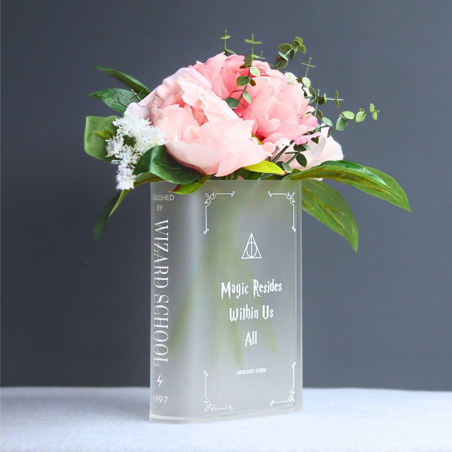 Hogwarts-inspired Acrylic Book Vase for Flower Lovers and Potterhead Fan Gift Magic-inscribed Home Decor