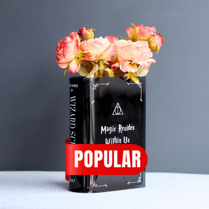 Hogwarts-Inspired Acrylic Book Vase Magical Home Decor for Potterheads & Flower Lovers