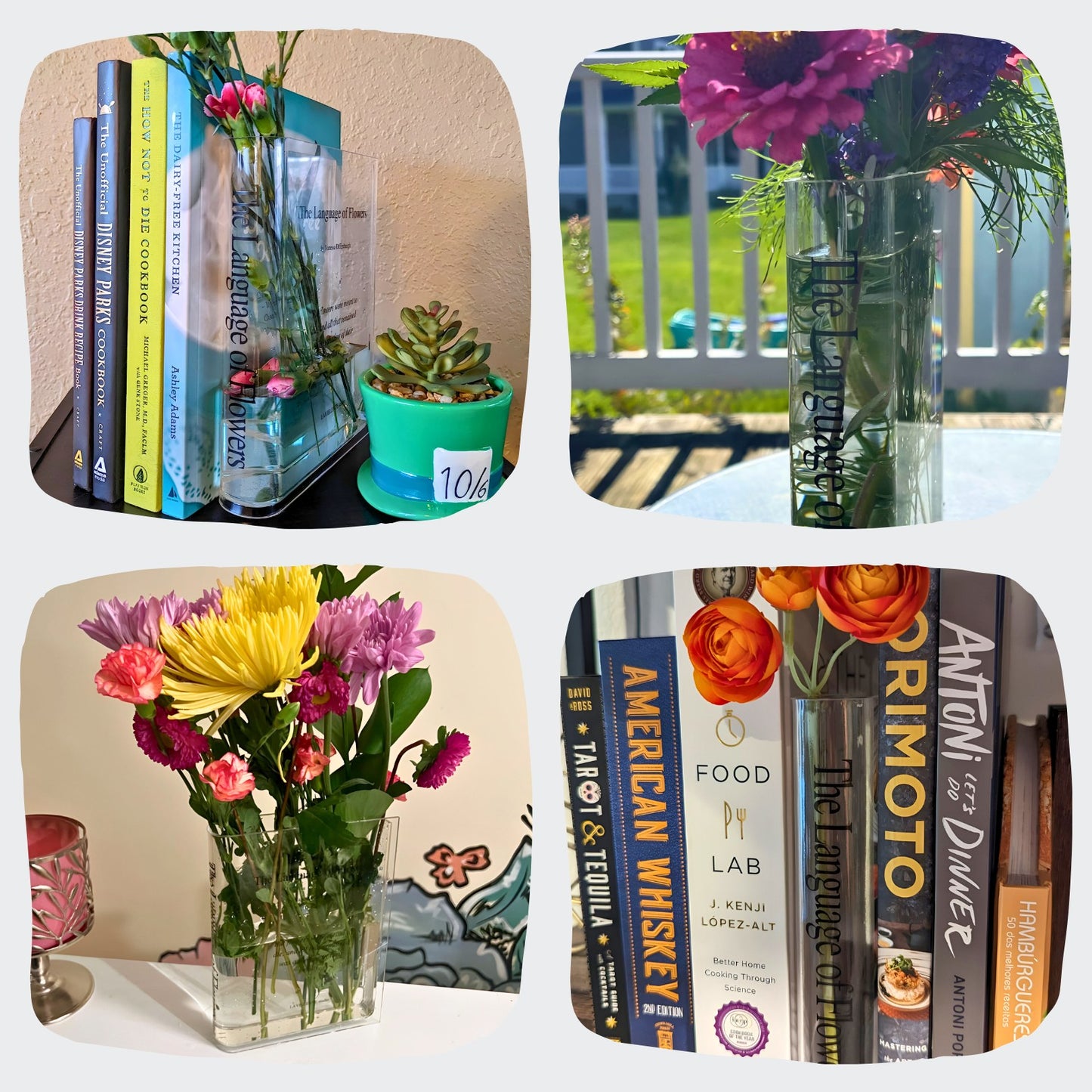 The Language of Flowers Acrylic Book Vase Unique Home Decor for Book & Flower Lovers