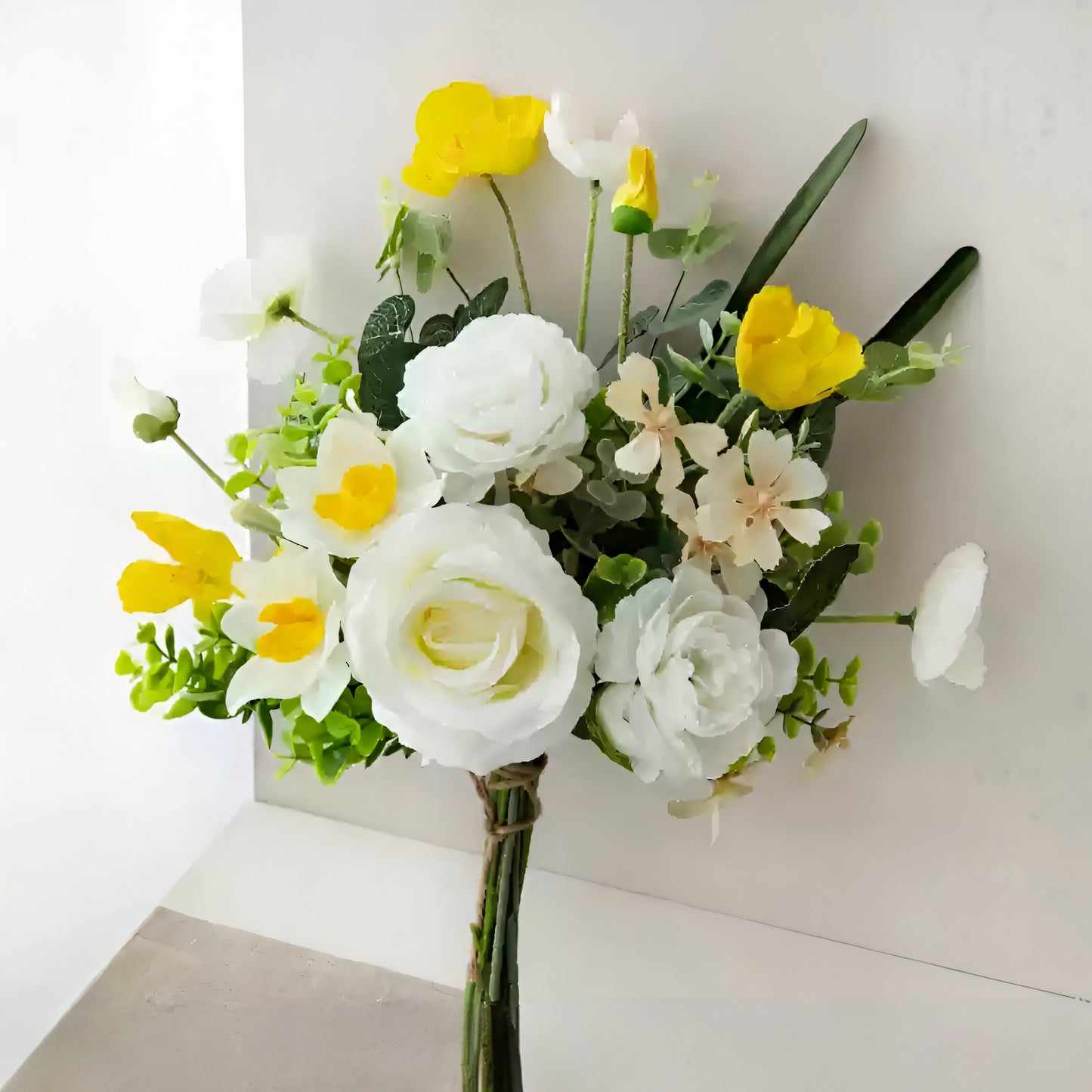 Yellow & White Nordic Flux Flower Inspired Floral Arrangement for Elegant Home Decor